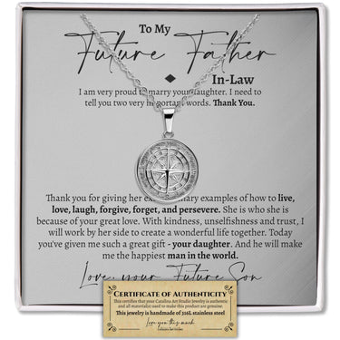 Future Father In Law (From Groom) Compass Necklace - Love You This Much